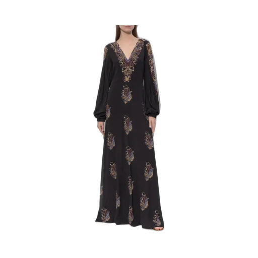 Paisley Printed Long-Sleeved Dress