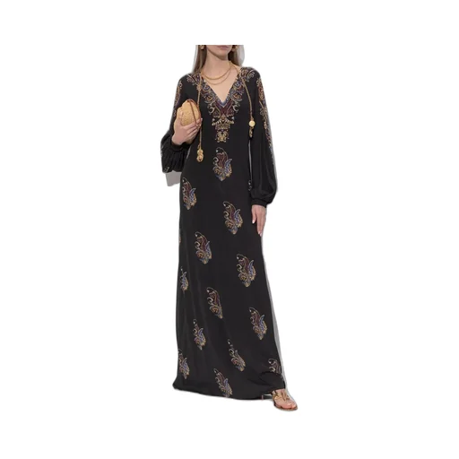 Paisley Printed Long-Sleeved Dress