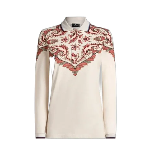 Paisley Printed Button Detailed Polo Shirt