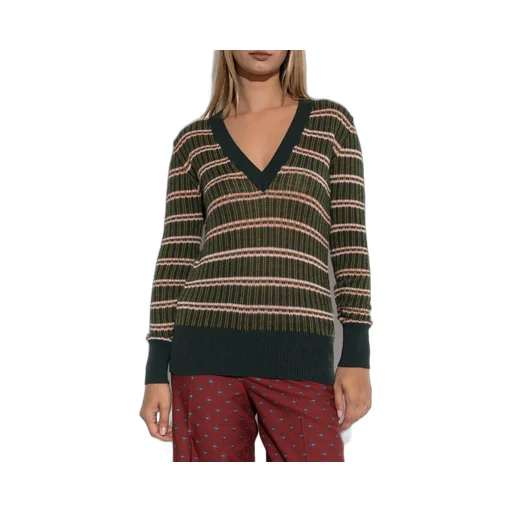 V-Neck Striped Knitted Jumper