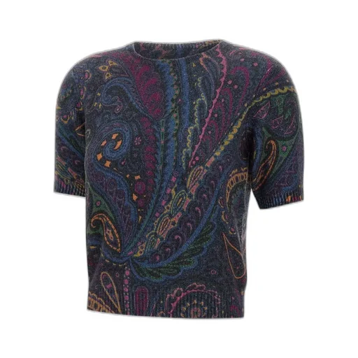 Paisley Printed Crewneck Knitted Top