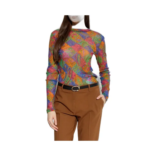 Geometric Paisley Motif Tulle Top