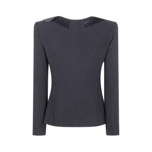 Round Neck Satin Bow Embellished Blazer