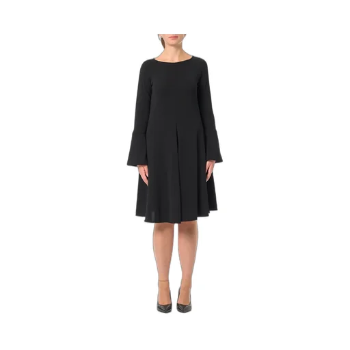 Crewneck Long-Sleeved Flared Dress
