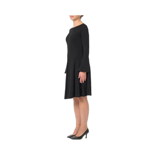 Crewneck Long-Sleeved Flared Dress