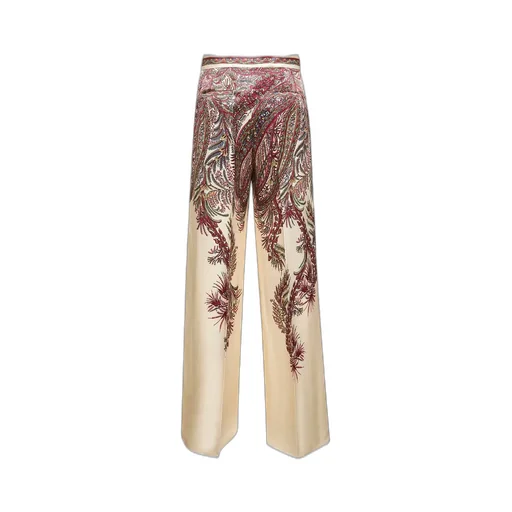 Printed Satin Palazzo Trousers