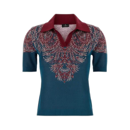 Pattern-Jacquard Knitted Polo Shirt