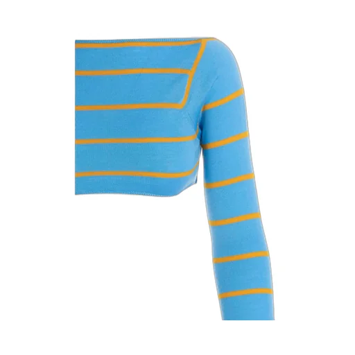 Striped Long-Sleeved Cropped Top