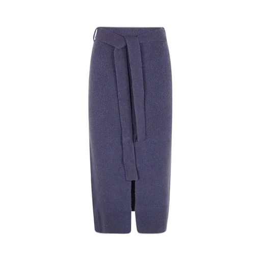 Belted Ribbed Knit Skirt