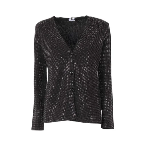 Allover Embellished Plain-Knit Cardigan