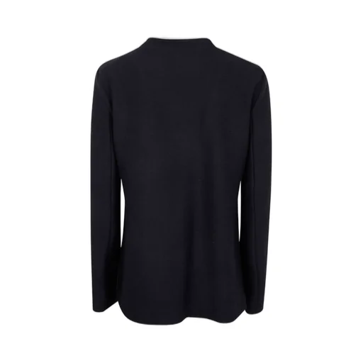 Asymmetric-Fastening Crewneck Jacket