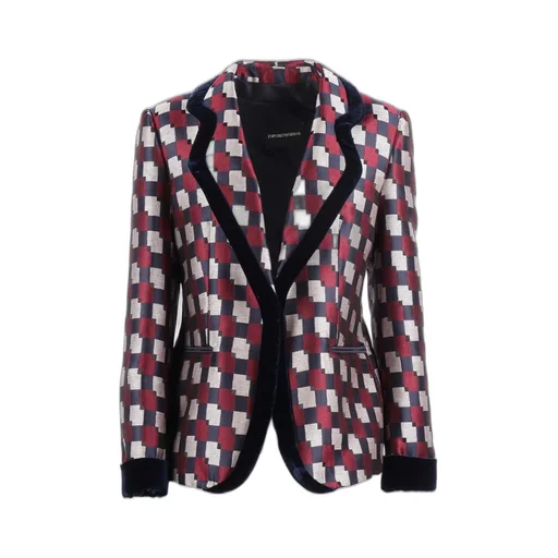 Pattern-Printed Single-Breasted Blazer