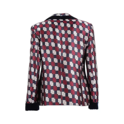 Pattern-Printed Single-Breasted Blazer