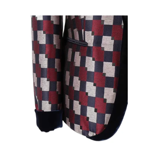Pattern-Printed Single-Breasted Blazer
