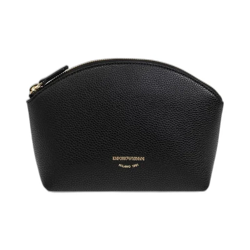 Logo-Stamp Zipped Cosmetic Bag