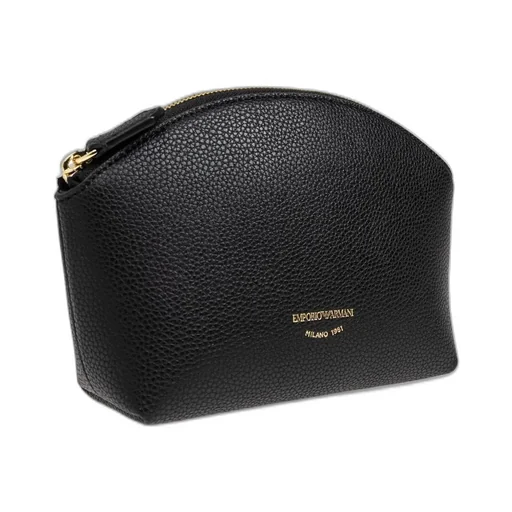 Logo-Stamp Zipped Cosmetic Bag