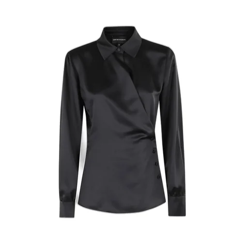 Long Sleeved Satin Wrap Blouse