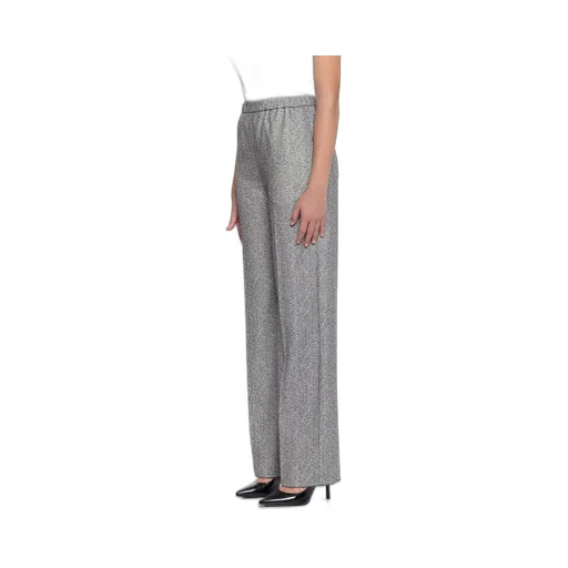 Elasticated-Waistband Herringbone Trousers