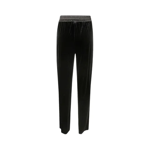 Straight-Leg Velvet Loose-Fit Trousers
