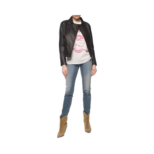 Long-Sleeved Zipped Biker Jacket