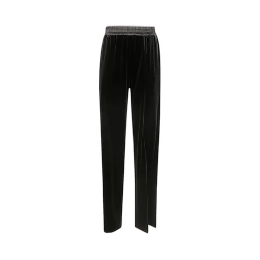 Straight-Leg Velvet Loose-Fit Trousers
