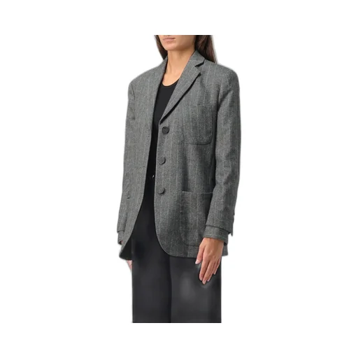 Pinstriped Buttoned Blazer