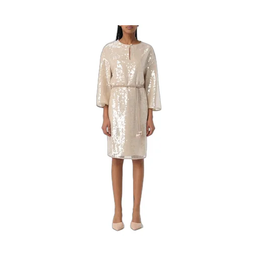 Sequin-Embellished Keyhole Neck Midi Dress