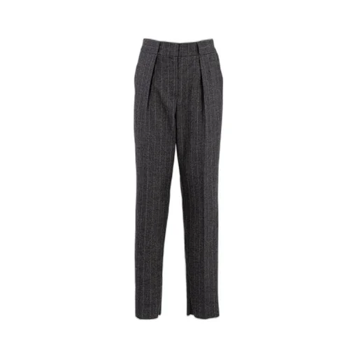 Pinstripe Striped Tapered Leg Trousers