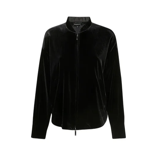 Zip-Up Velvet Bomber Jacket