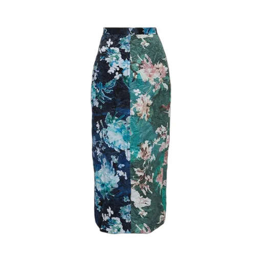 Floral Print Satin Pencil Skirt