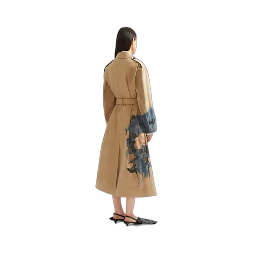Brushstroke Cotton Twill Trench Coat