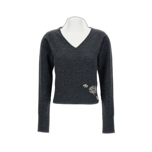 Flower Embroidered Cropped Cardigan
