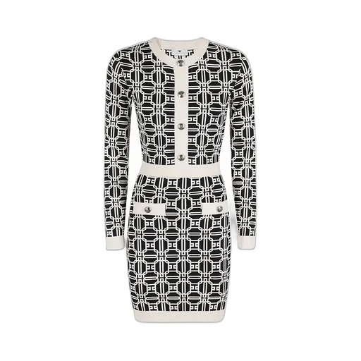 Logo-Jacquard Long-Sleeved Mini Dress