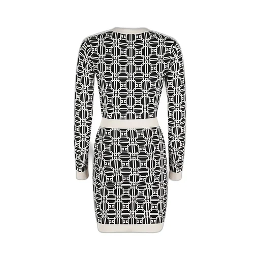 Logo-Jacquard Long-Sleeved Mini Dress