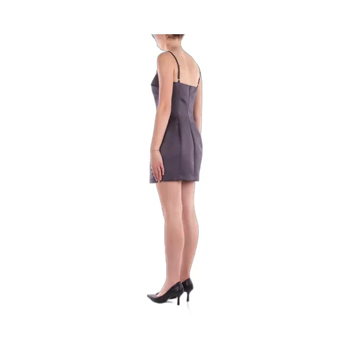 Floral-Embroidered Satin Dress
