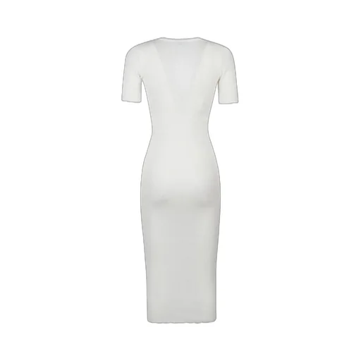 Necklace Embellished Ribbed Dress