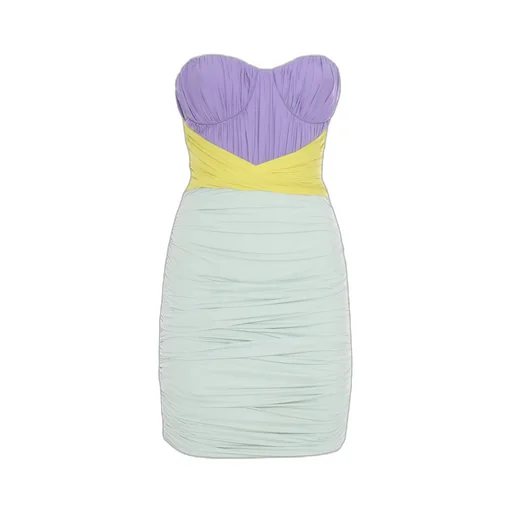 Tricolour Draped Jersey Mini Dress