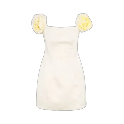 Applied Flowers Duchesse Satin Dress