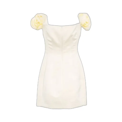 Applied Flowers Duchesse Satin Dress