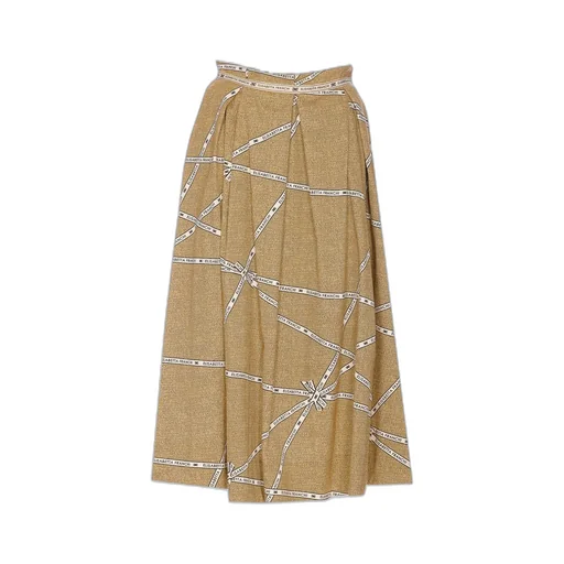 Logo Printed Pleated Midi Skirt