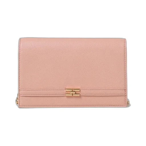 Logo Plaque Chain Linked Clutch Bag