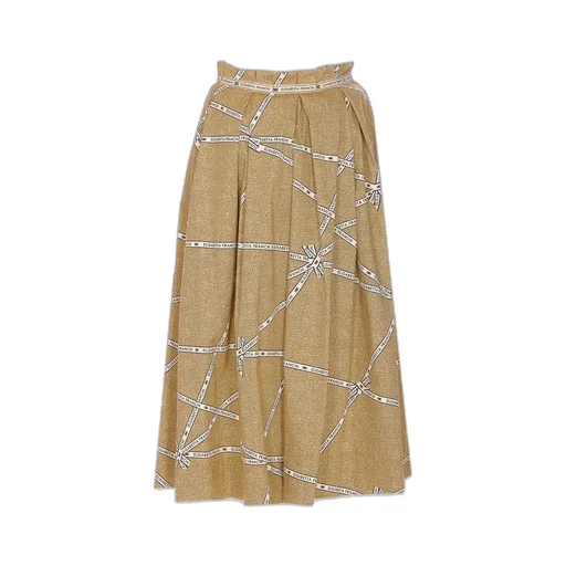 Logo Printed Pleated Midi Skirt