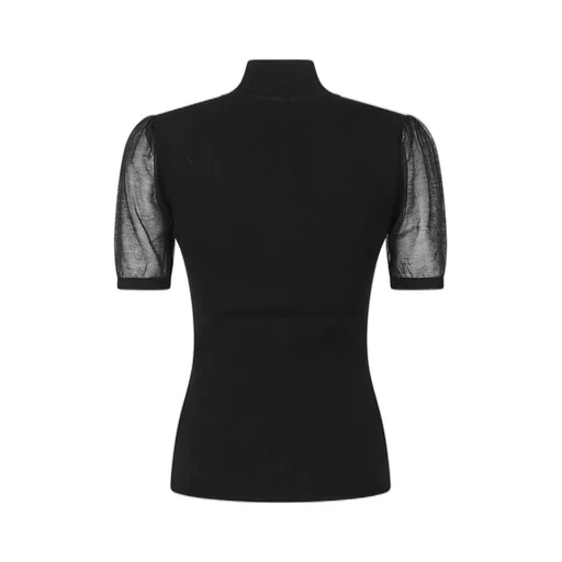 Transparency Detailed High-Collared Top