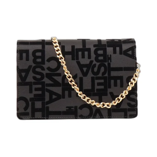 Logo-Lettering Foldover Shoulder Bag