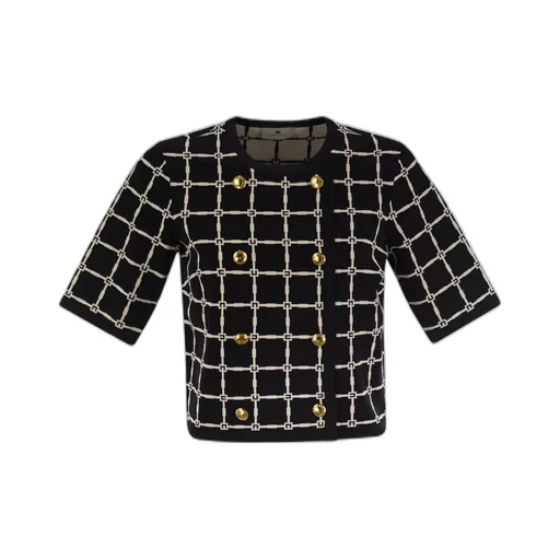 Logo Jacquard Crewneck Cardigan