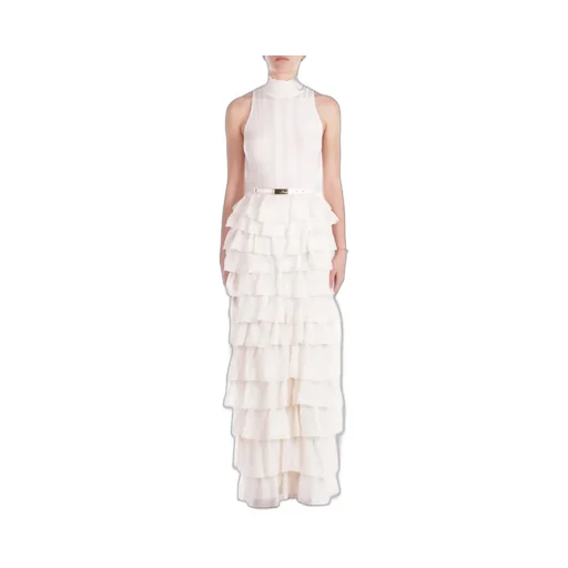 Flounces Detailed Red Carpet Knit Dress