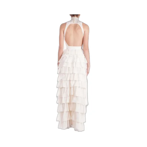 Flounces Detailed Red Carpet Knit Dress