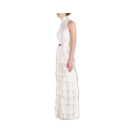 Flounces Detailed Red Carpet Knit Dress