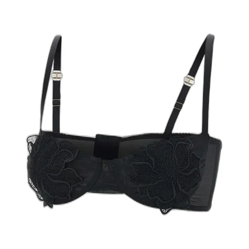 Floral Embroidered Tulle Bra