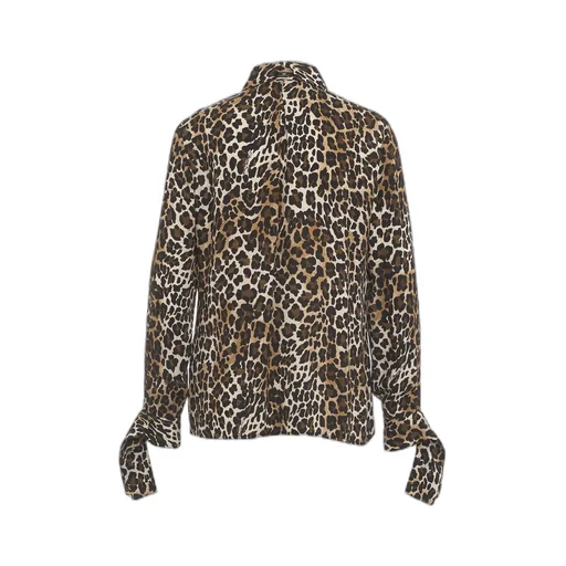 Ribbon Cuffs Animalier Printed Georgette Blouse